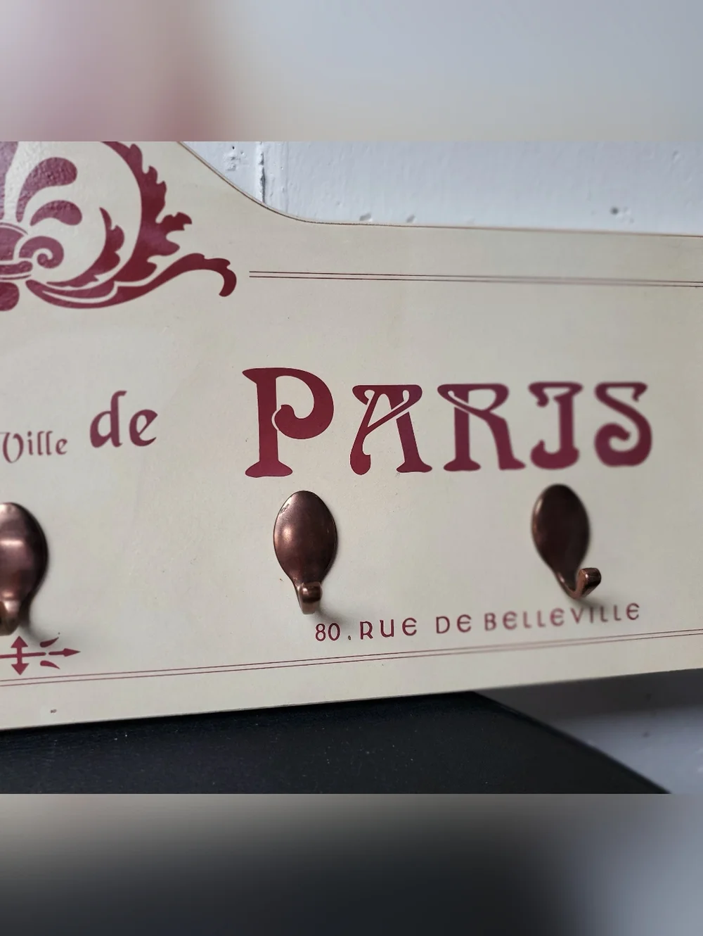 Vintage Style 'Hotel de Paris' Cream Wall Hook Rack
